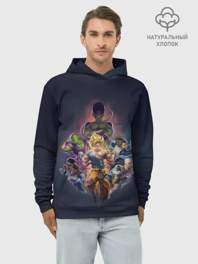 Худи мужской базовый хлопок с принтом «Dragon ball Team»