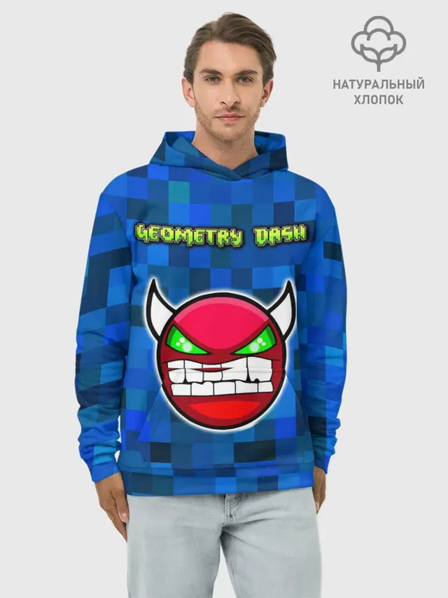 Худи мужской базовый хлопок с принтом «Pixel art»