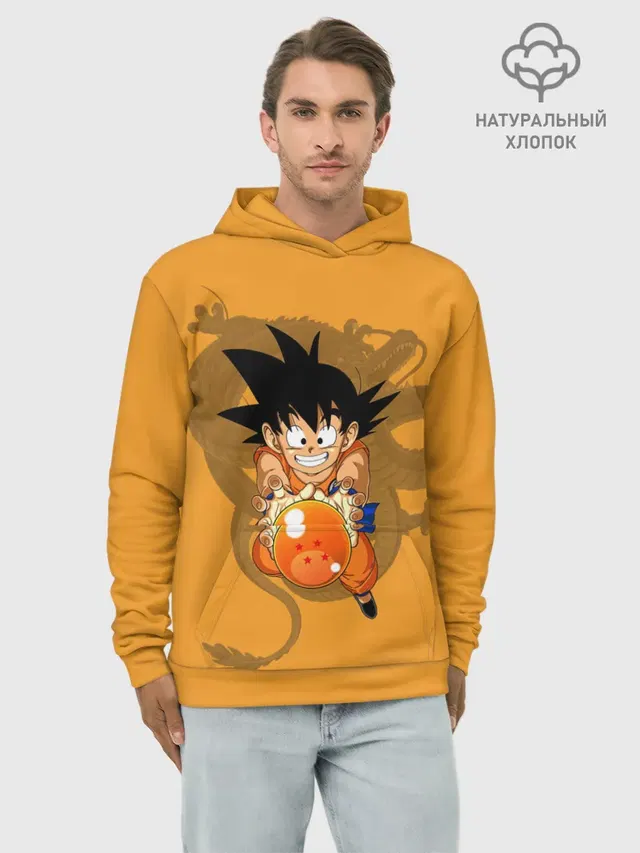 Худи мужской базовый хлопок с принтом «Kid Goku»