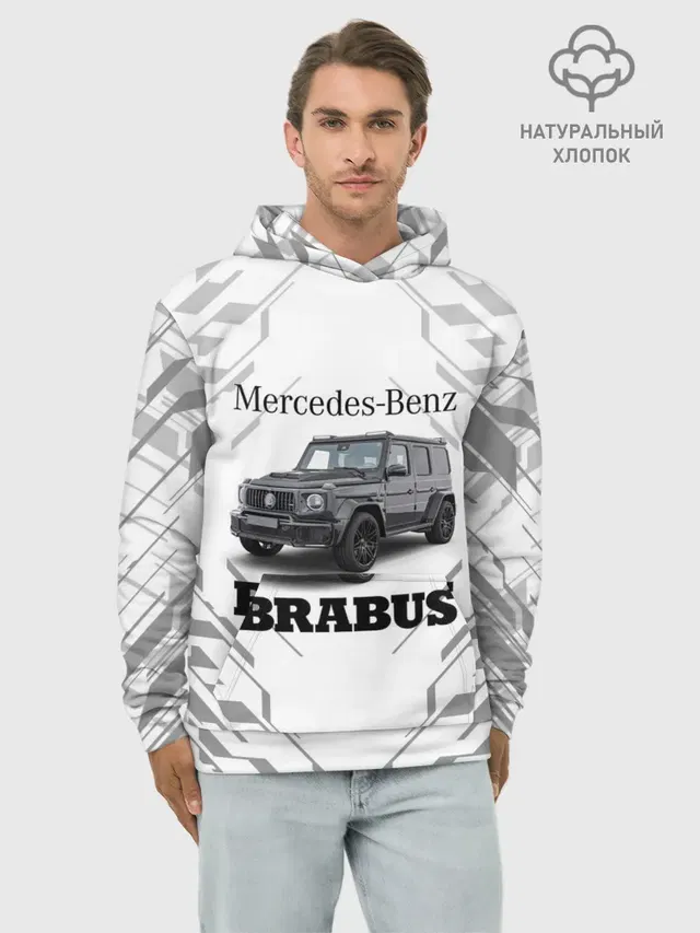 Худи мужской базовый хлопок с принтом «Merсedes — MERCEDES | BRABUS»