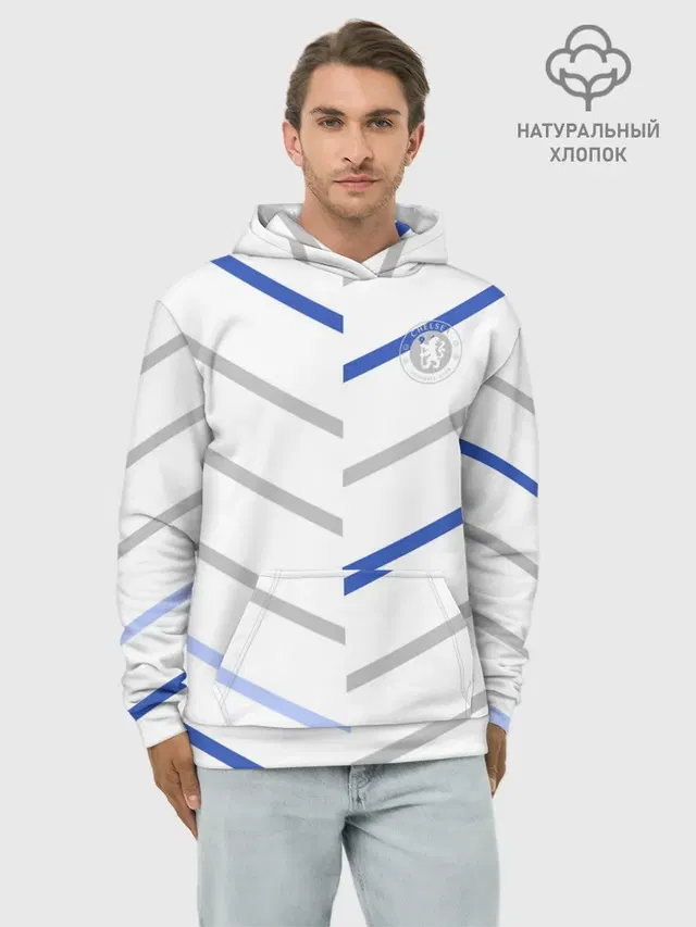 Худи мужской базовый хлопок с принтом «Челси — FC Chelsea — Fresh Top»