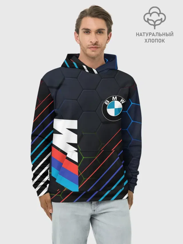 Худи мужской базовый хлопок с принтом «BMW — M COMPETITION»