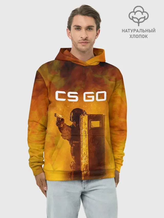 Худи мужской базовый хлопок с принтом «Counter-Strike — CS GO SWAT»