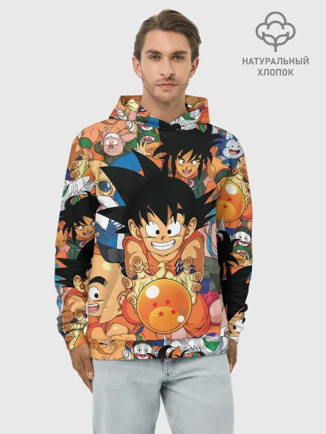 Худи мужской базовый хлопок с принтом «Goku»
