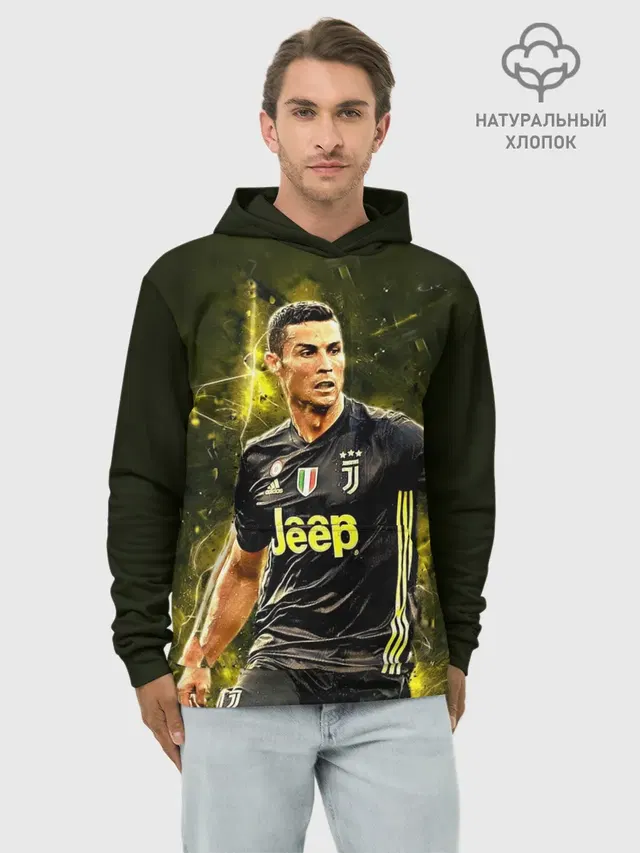 Худи мужской базовый хлопок с принтом «Ювентус — Cristiano Ronaldo»
