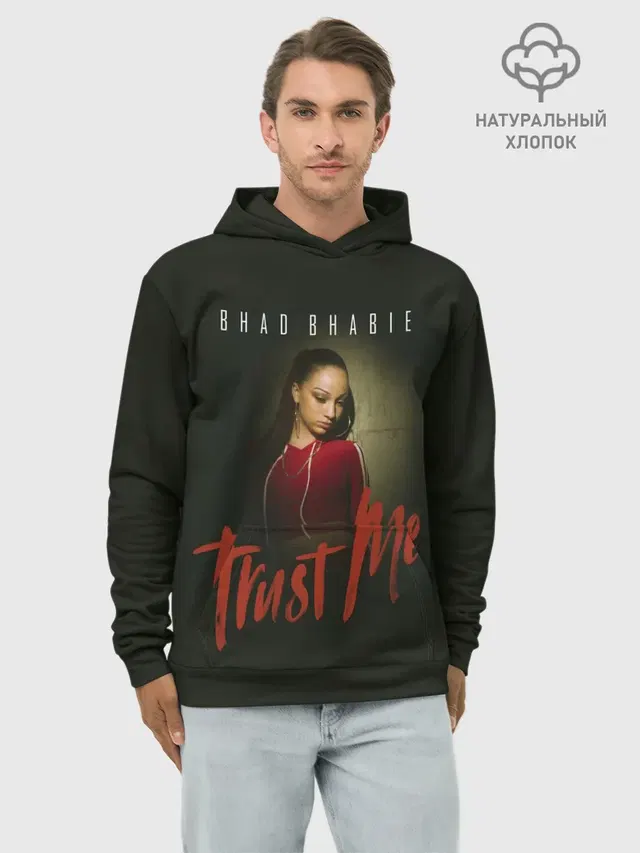 Худи мужской базовый хлопок с принтом «Bhad Bhabie — Bhad Bhabie Trust me»