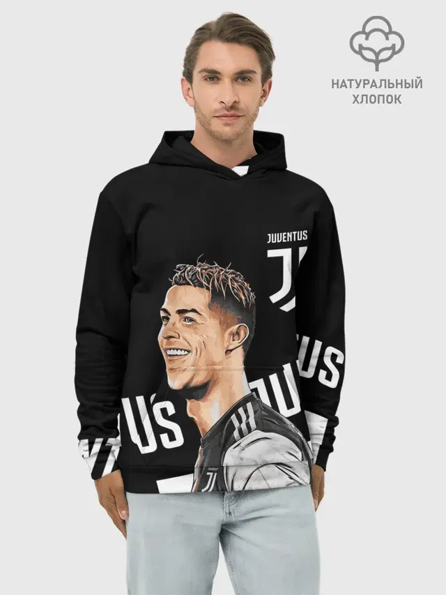 Худи мужской базовый хлопок с принтом «Криштиану Роналду — JUVENTUS»