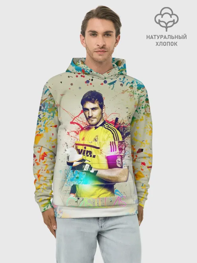Худи мужской базовый хлопок с принтом «Реал Мадрид — Iker Casillas»