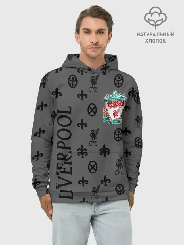 Худи мужской базовый хлопок с принтом «Liverpool Ливерпуль LV — LV»