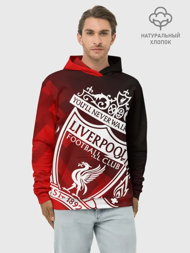 Худи мужской базовый хлопок с принтом «Soccer badge»