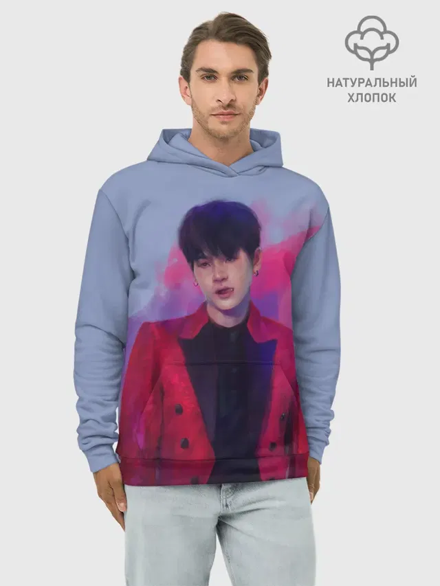 Худи мужской базовый хлопок с принтом «BTS — Kim Seokjin»