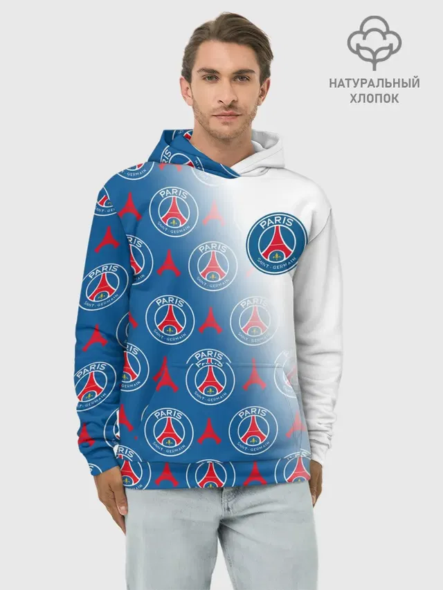 Худи мужской базовый хлопок с принтом «ПСЖ — ФК ПСЖ — PARIS SAINT GERMAIN»