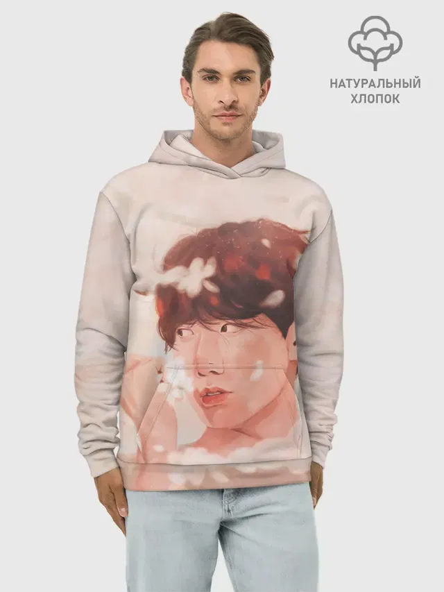 Худи мужской базовый хлопок с принтом «BTS — J-Hope ART»
