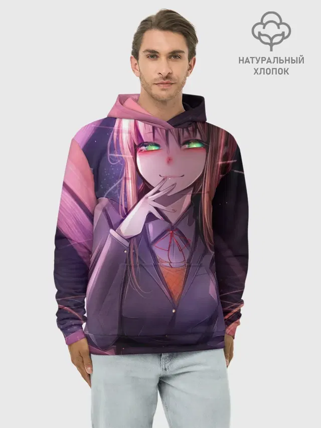 Худи мужской базовый хлопок с принтом «Doki Doki Literature Club — Monika Doki Doki»