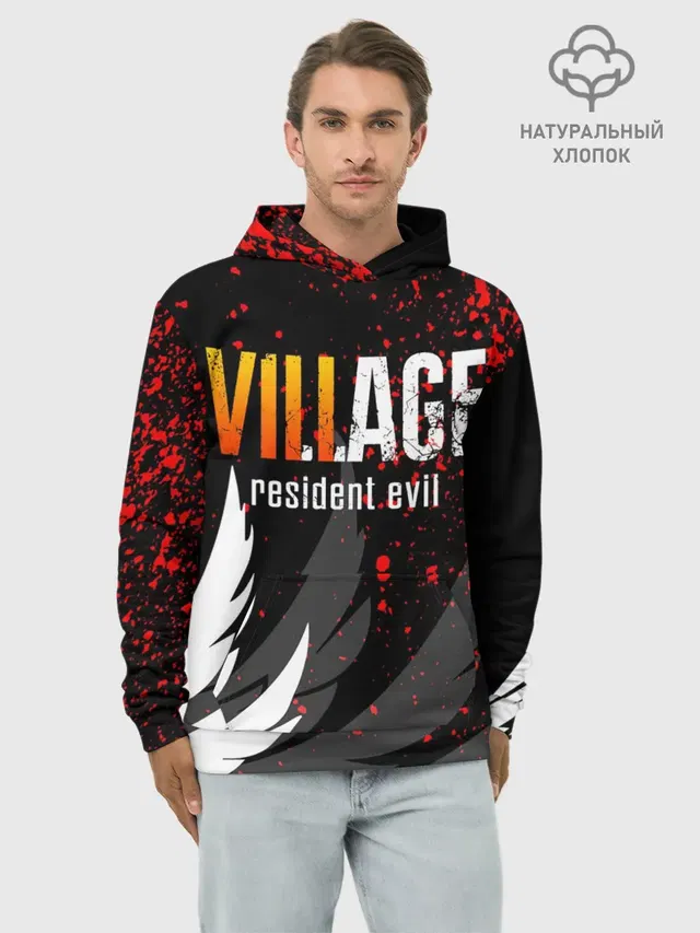 Худи мужской базовый хлопок с принтом «Resident Evil 8 Village»