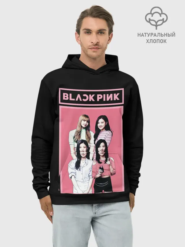 Худи мужской базовый хлопок с принтом «BlackPink — BP Band»