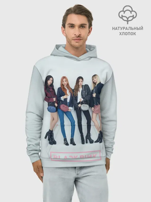 Худи мужской базовый хлопок с принтом «BlackPink — Blackpink Squad»