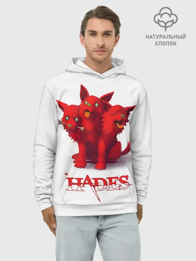 Худи мужской базовый хлопок с принтом «Hades wolf»