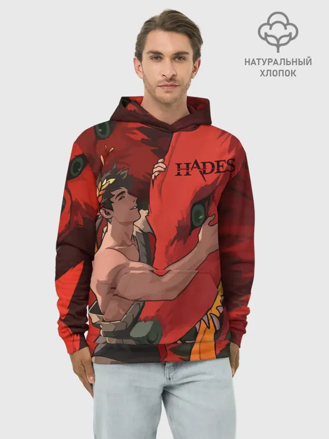 Худи мужской базовый хлопок с принтом «Cerberus — Hades Zagreus»