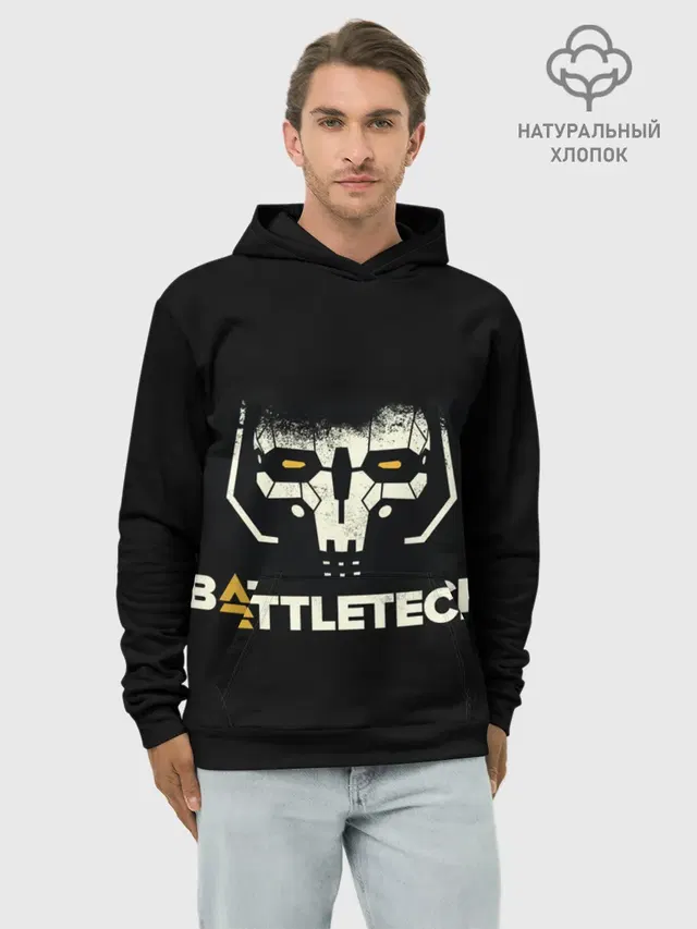 Худи мужской базовый хлопок с принтом «BattleTech»