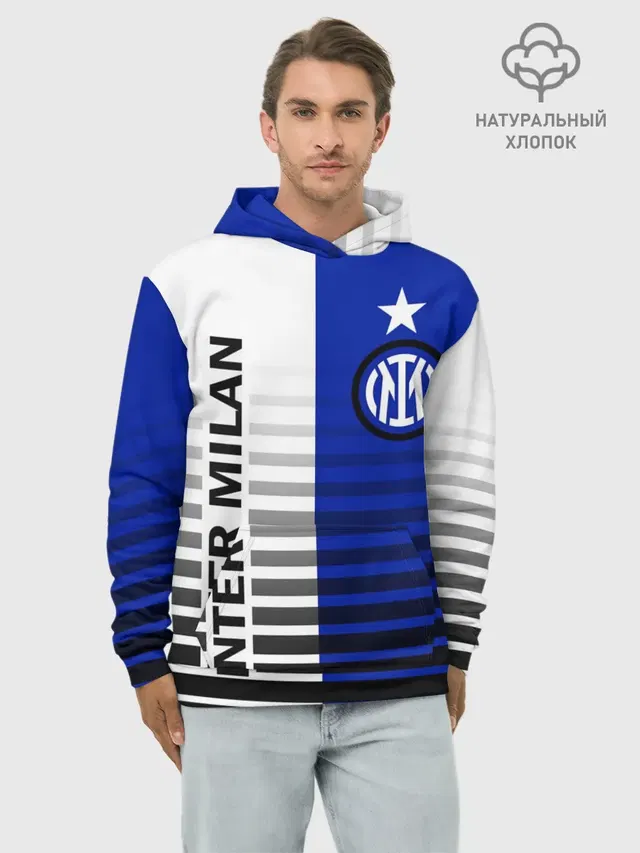 Худи мужской базовый хлопок с принтом «Inter Milan crest — INTER MILAN»