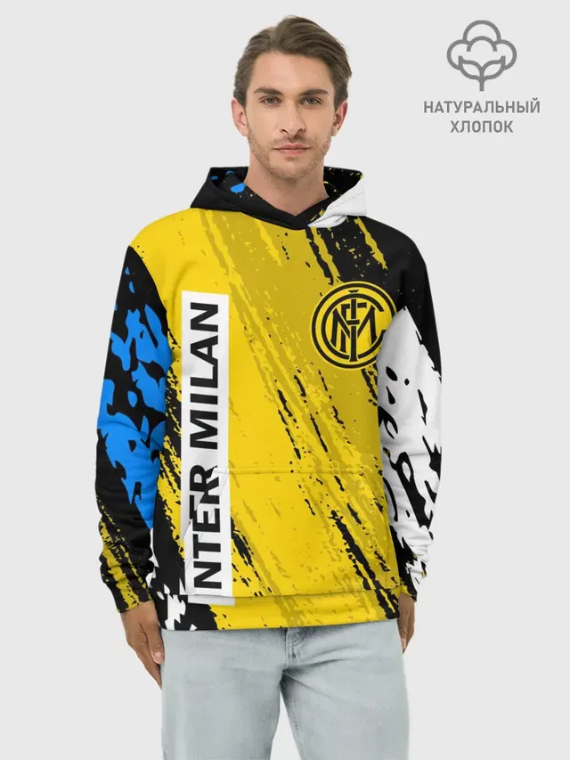Худи мужской базовый хлопок с принтом «Интер Милан Inter Milan — INTER MILAN»