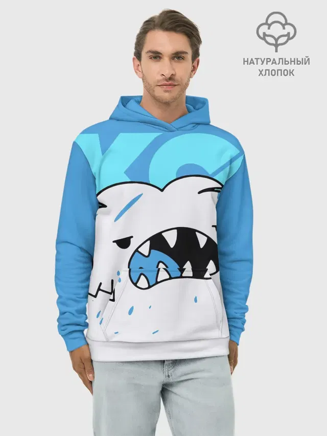 Худи мужской базовый хлопок с принтом «Yeti — SK8 the Infinity. Скейт Ланги»