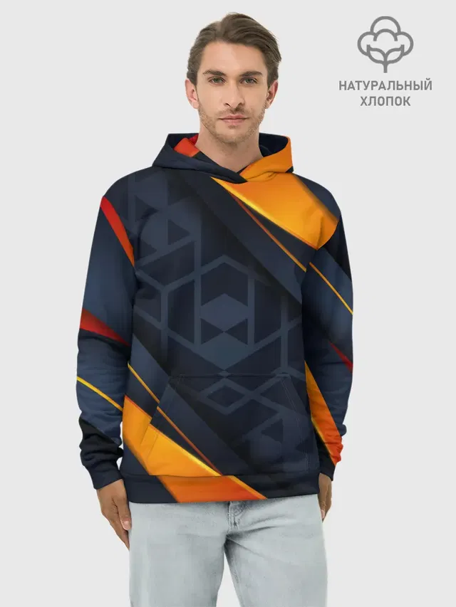 Худи мужской базовый хлопок с принтом «Black Orange»
