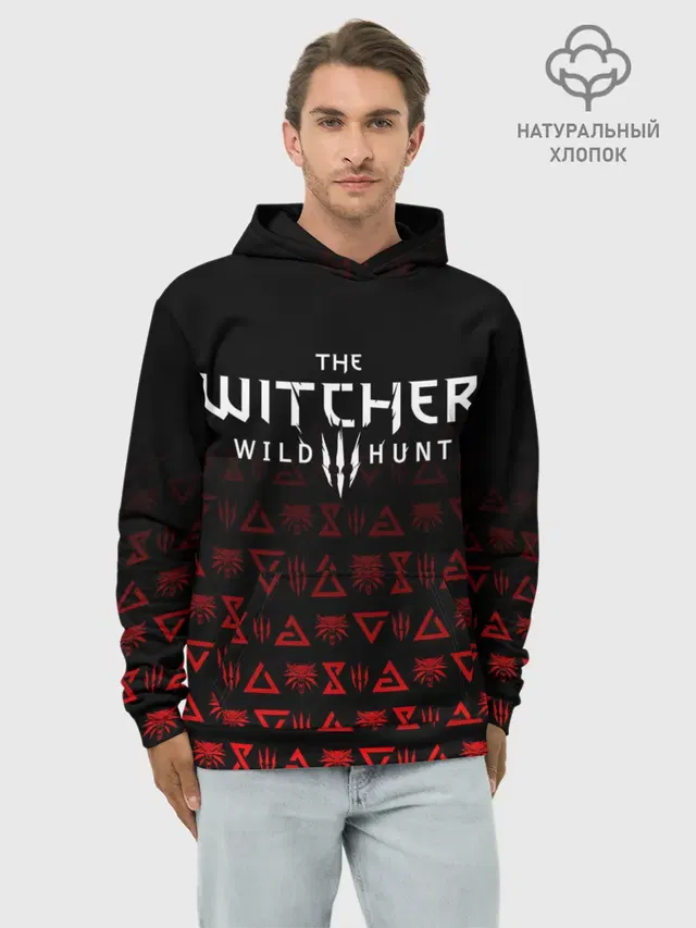 Худи мужской базовый хлопок с принтом «THE Witcher 1»