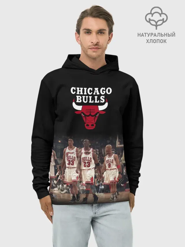 Худи мужской базовый хлопок с принтом «НБА — CHICAGO BULLS [3]»