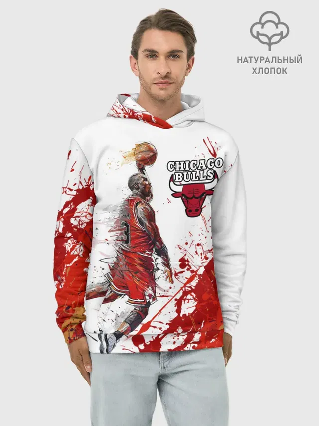 Худи мужской базовый хлопок с принтом «НБА — CHICAGO BULLS [9]»