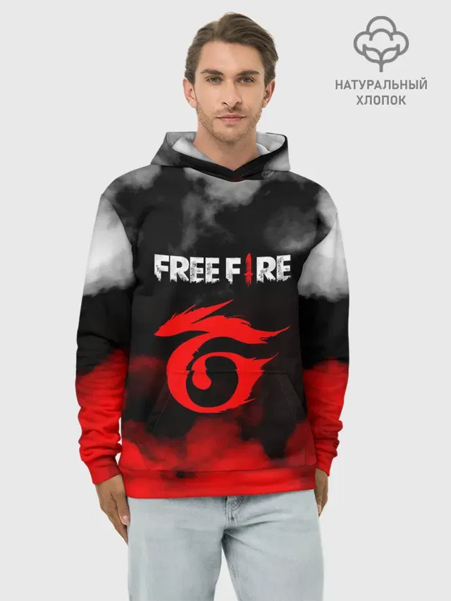 Худи мужской базовый хлопок с принтом «Garena Free Fire — ГАРЕНА ФРИ ФАЕР.»