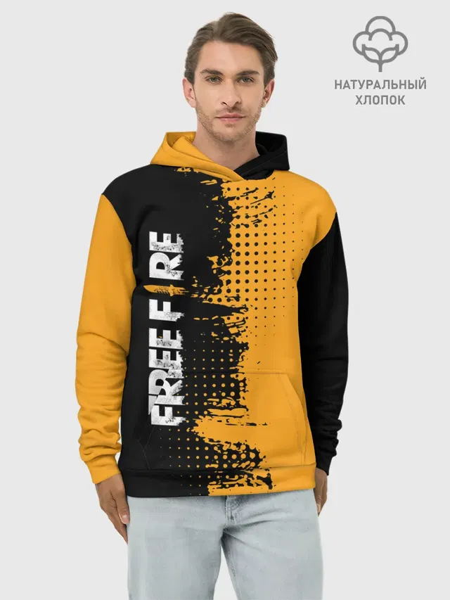 Худи мужской базовый хлопок с принтом «Garena Free Fire — Free Fire ? Фри Фаер.»