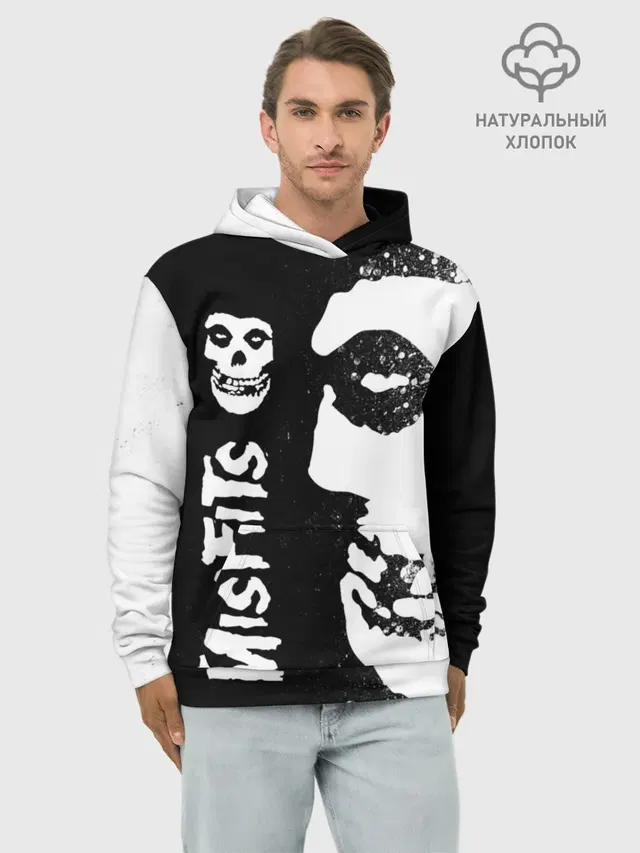 Худи мужской базовый хлопок с принтом «Разный рок — MISFITS [1]»
