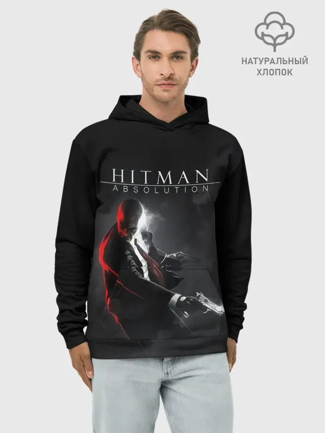 Худи мужской базовый хлопок с принтом «Hitman Absolution»