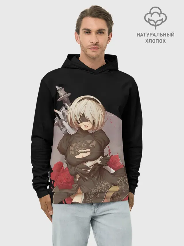 Худи мужской базовый хлопок с принтом «Katana — Nier: Automata»
