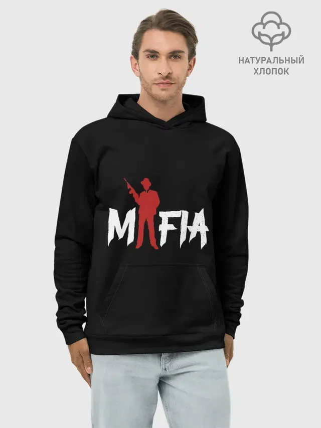 Худи мужской базовый хлопок с принтом «Mafia»