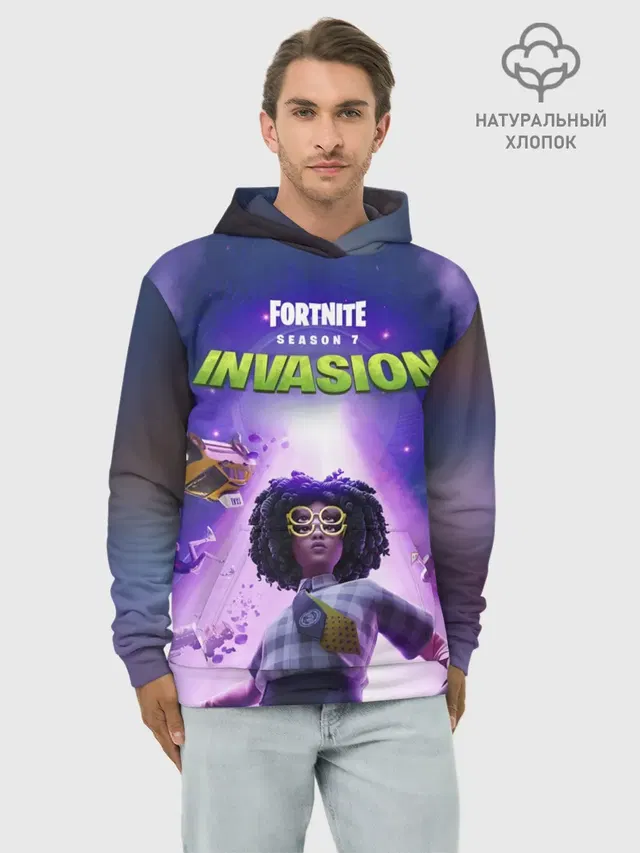 Худи мужской базовый хлопок с принтом «Фортнайт — FORTNITE 7 СЕЗОН 2 ЧАСТЬ»