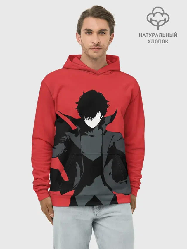 Худи мужской базовый хлопок с принтом «Persona 5 — Чёрный Рэн»