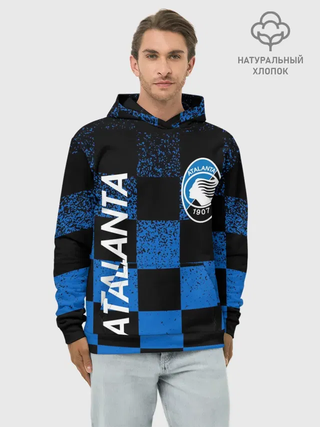Худи мужской базовый хлопок с принтом «FC Atalanta ФК Аталанта»