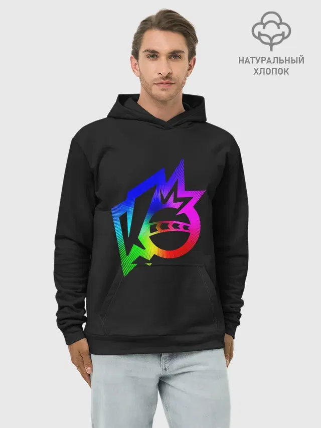 Худи мужской базовый хлопок с принтом «The knockout city — Knockout city. Rainbow logo»