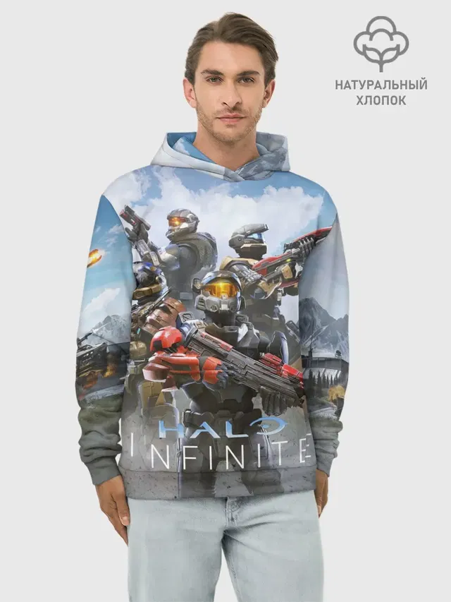 Худи мужской базовый хлопок с принтом «Halo infinite Мультиплеер»