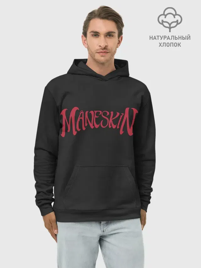 Худи мужской базовый хлопок с принтом «Maneskin. Inscription»