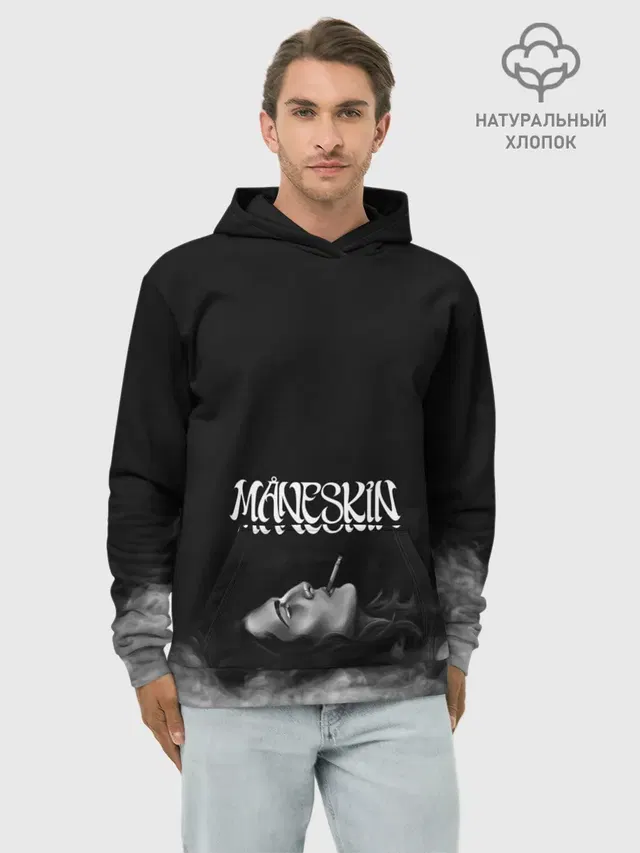 Худи мужской базовый хлопок с принтом «Maneskin — Дамиано Давид — Монэскин»