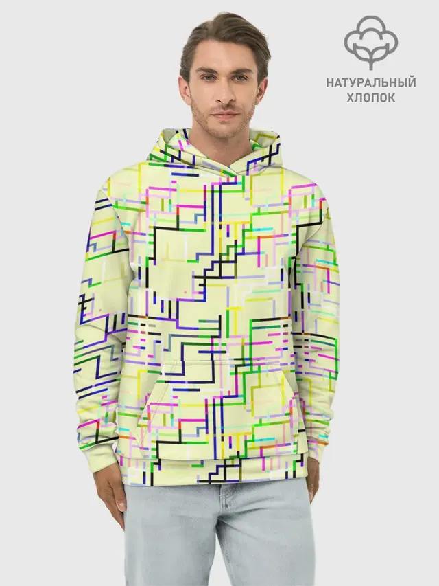 Худи мужской базовый хлопок с принтом «Геометрия — Geometric Color»