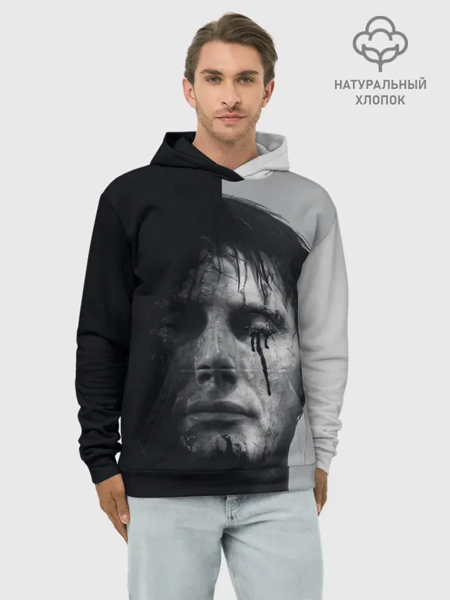 Худи мужской базовый хлопок с принтом «Mads Mikkelsen — Cliff»