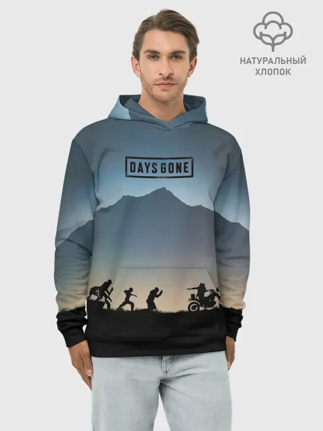 Худи мужской базовый хлопок с принтом «Zombie — Days Gone»