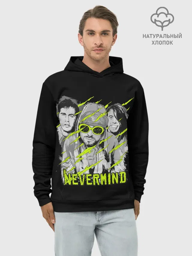 Худи мужской базовый хлопок с принтом «Nirvana — Nevermind»