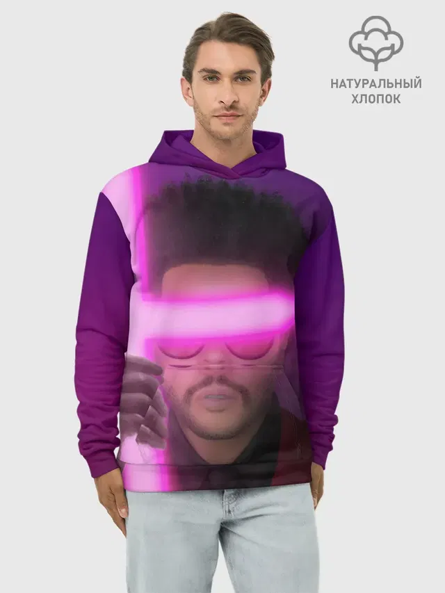 Худи мужской базовый хлопок с принтом «The Weeknd — The Weeknd - Blinding Lights»