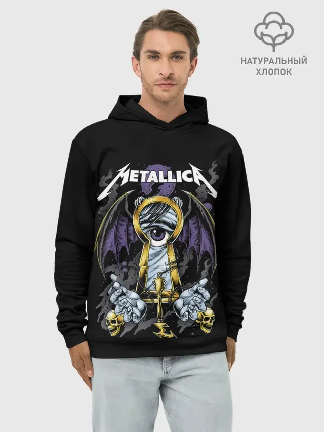 Худи мужской базовый хлопок с принтом «Metallica — Взгляд сквозь замок»